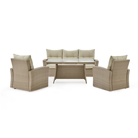 ALATERRE FURNITURE Canaan All-Weather Wicker Outdoor Deep-Seat Dining Set, Overall Width: 70 AWWC024457CC